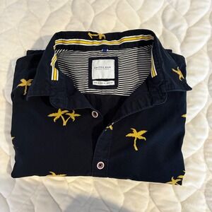 Cactus Man Palm Tree Print Button Up Short Sleeve Shirt Casual‎ Preppy Cotton-XL